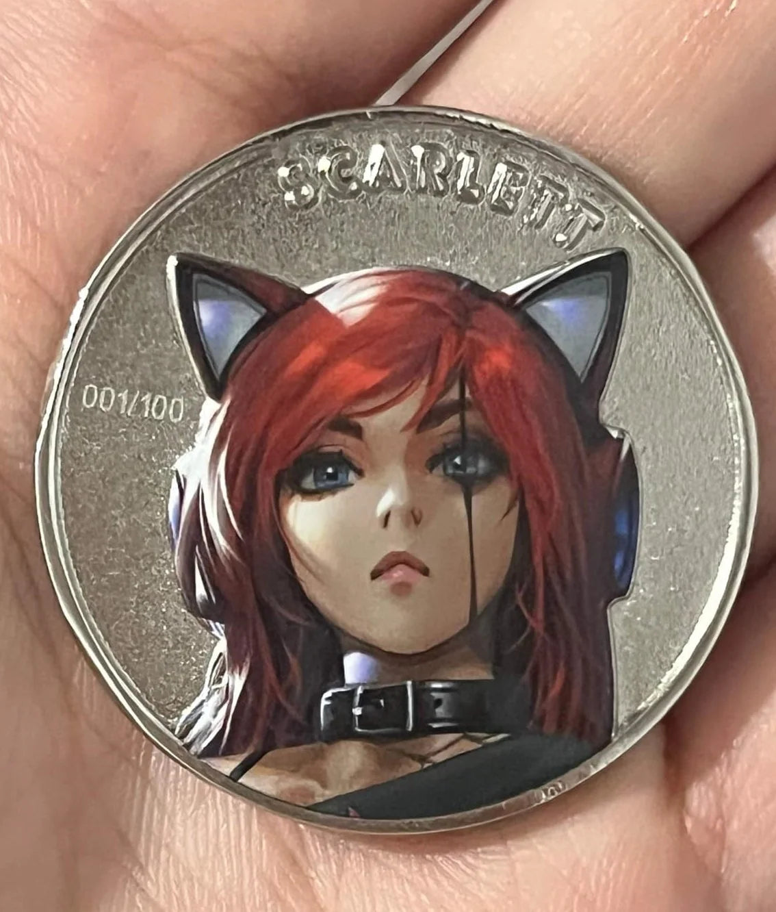 Scarlett - Absent Minded Collectors Collector's Coin LTD 100 - Derrick Chew 1.5" Silver Tone Painted Front!